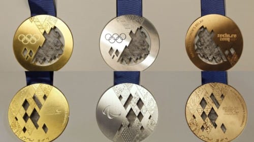 Sochi Olympics gold silver and bronze medals