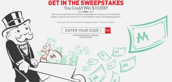 The best chance to win a big prize in McDonald's Monopoly is during the pre-promotion sweepstakes