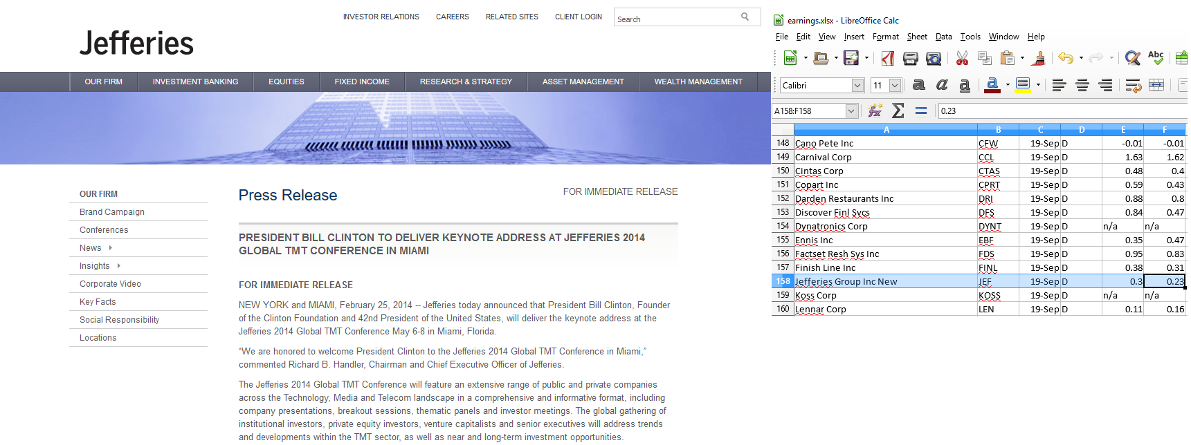 Jeffries Group Clinton Speech