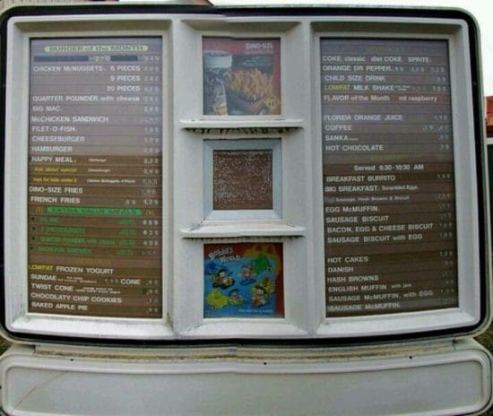 1990s McDonalds menu prices