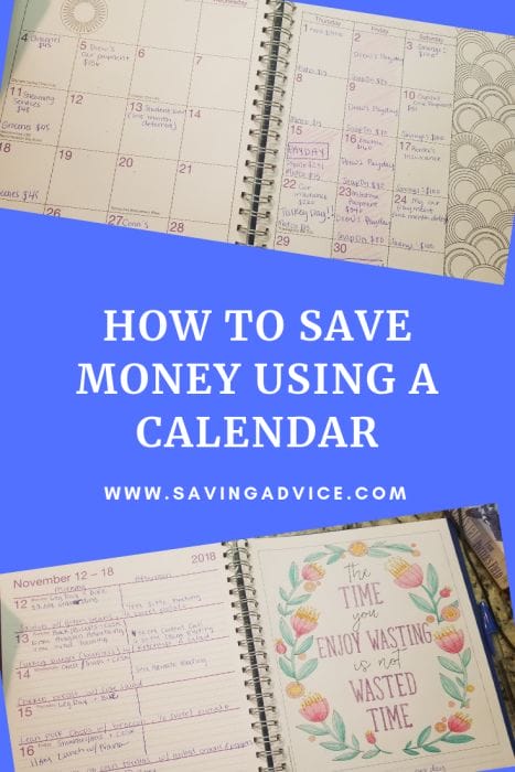 how to save money using a calendar