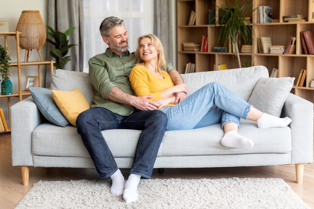 happy romantic middle aged couple