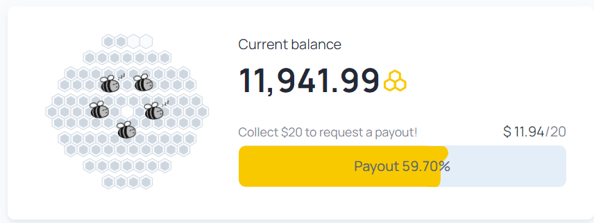 Honeygain income progress bar