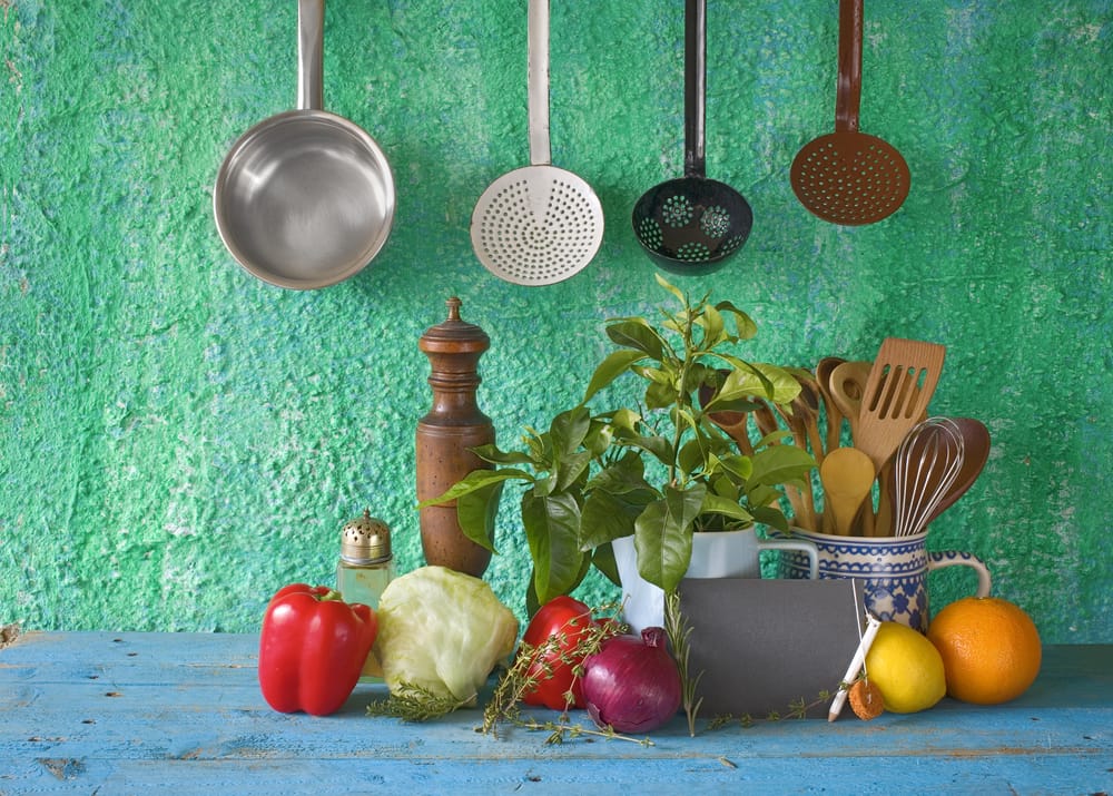 Image of kitchen gadgets and fruit.