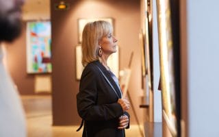 woman in modern art gallery